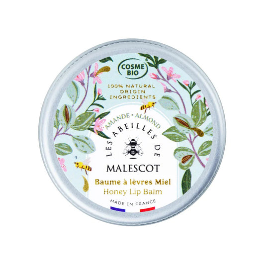 Baume à lèvres amande avec texture crémeuse et pot en verre