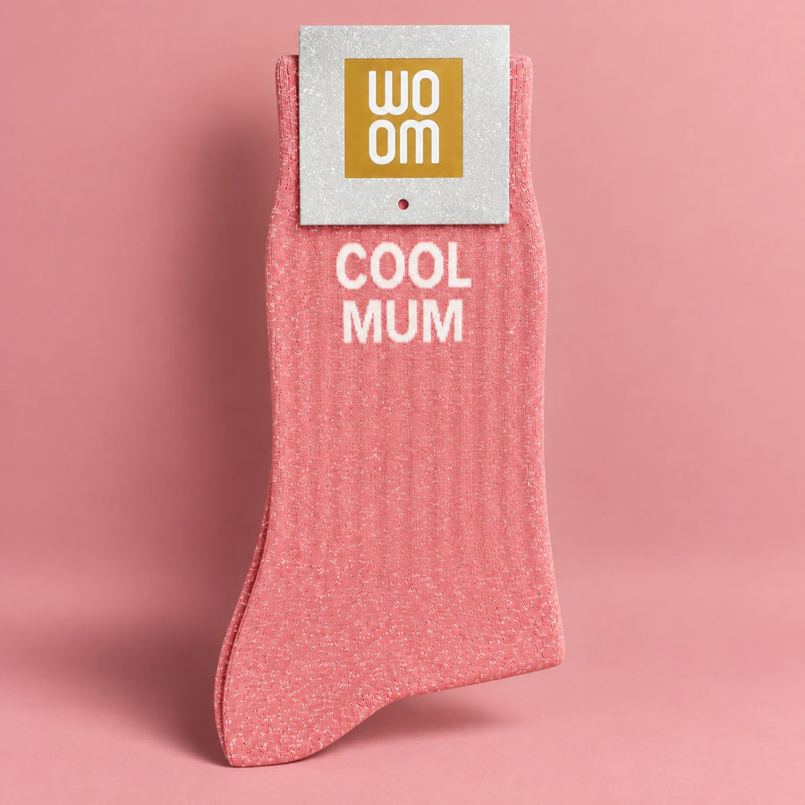 Chaussettes à paillettes 'Cool Mum' avec texture scintillante