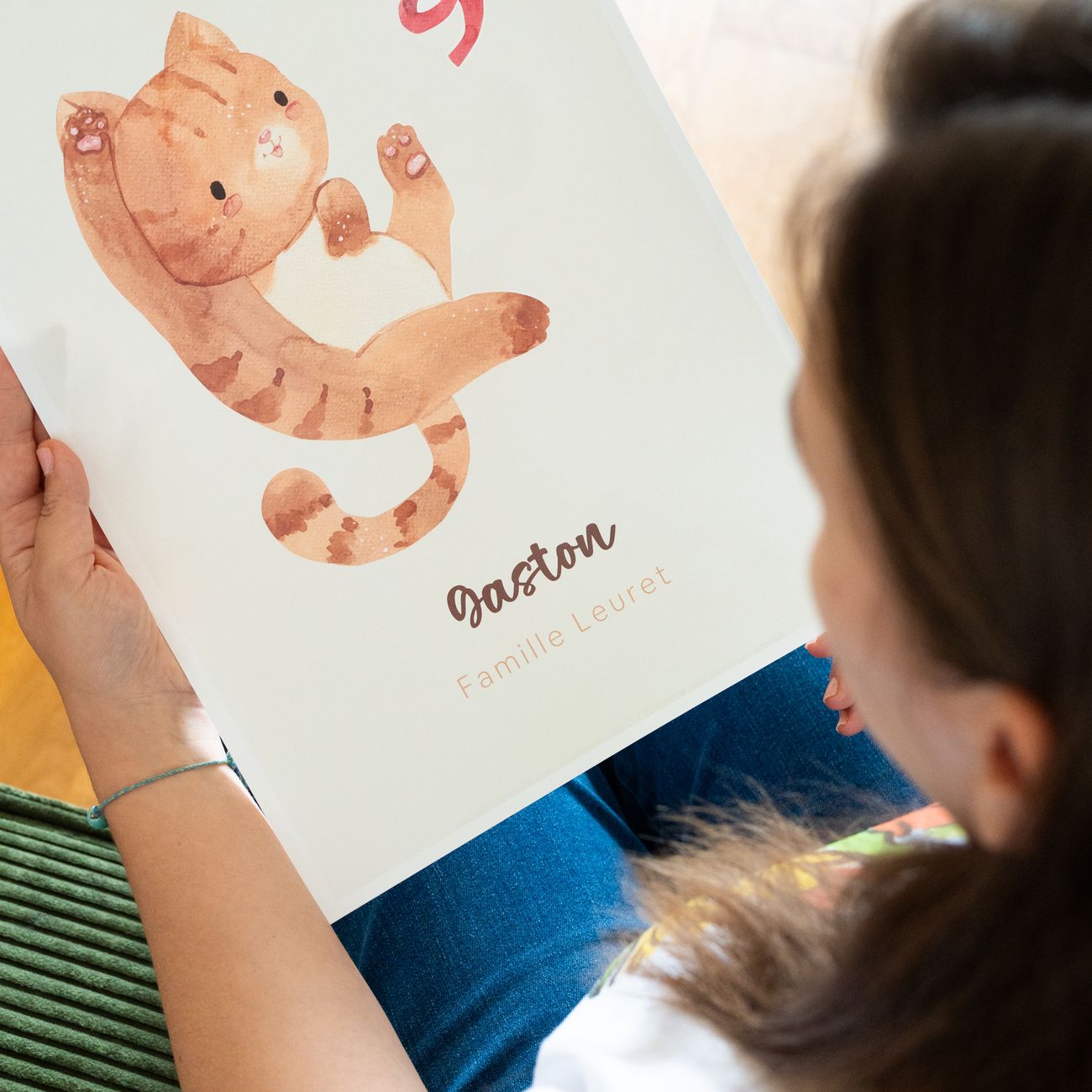 Affiche aquarelle d'animaux pour chambre d'enfant, détails doux.