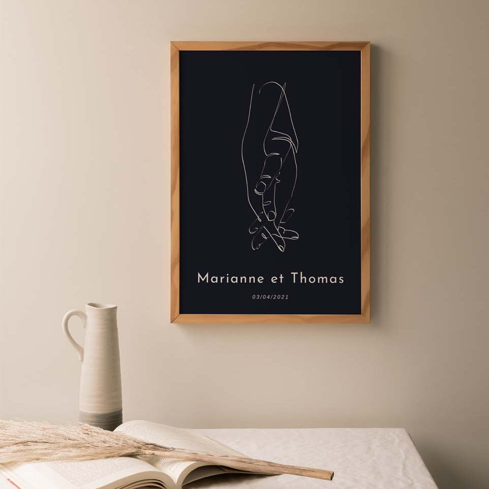 Affiche personnalisée de couple avec illustration romantique