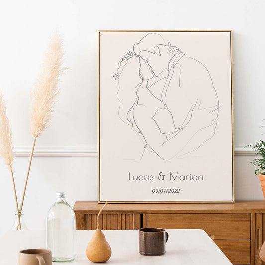 Affiche personnalisée de couple avec design romantique