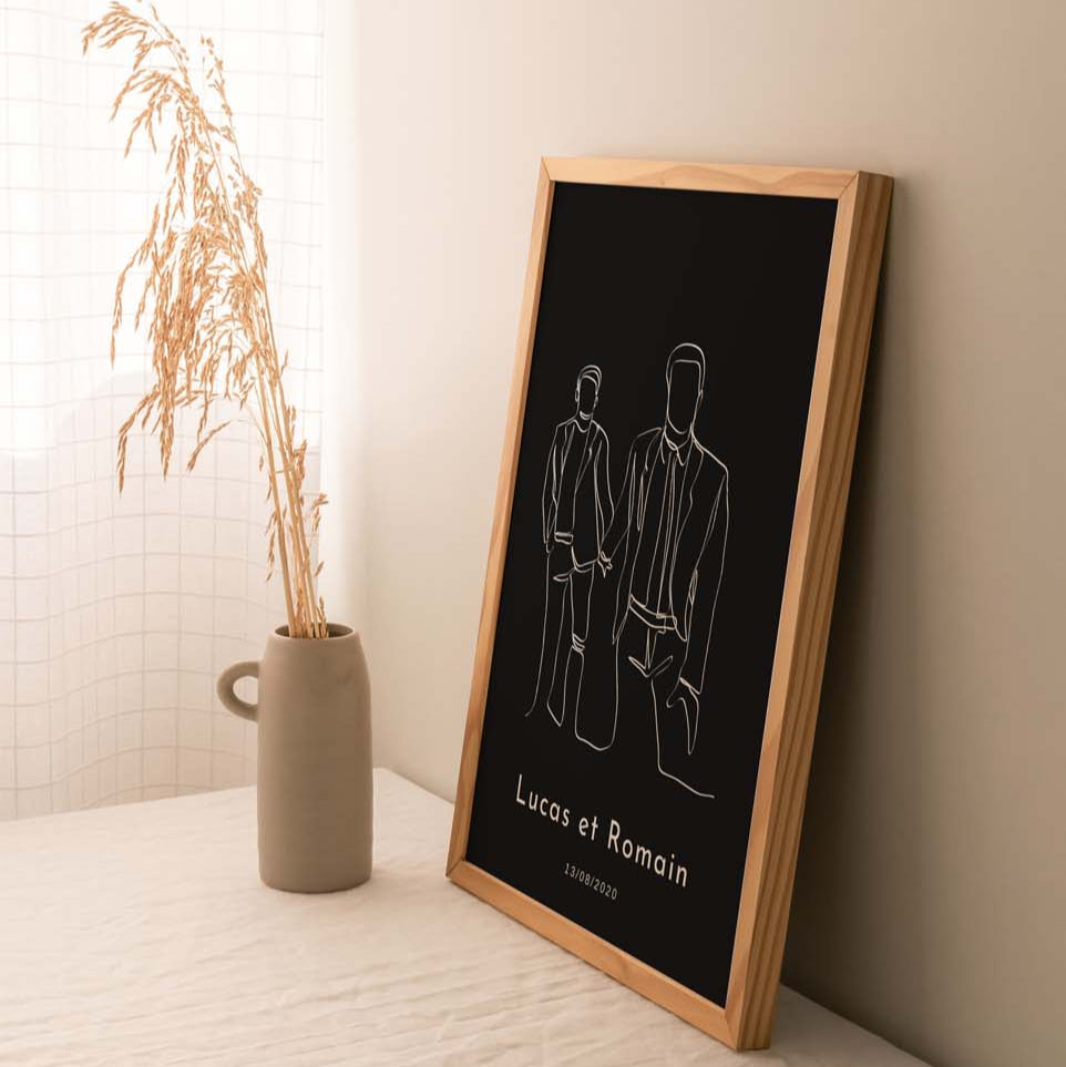 Affiche personnalisée de couple avec design romantique