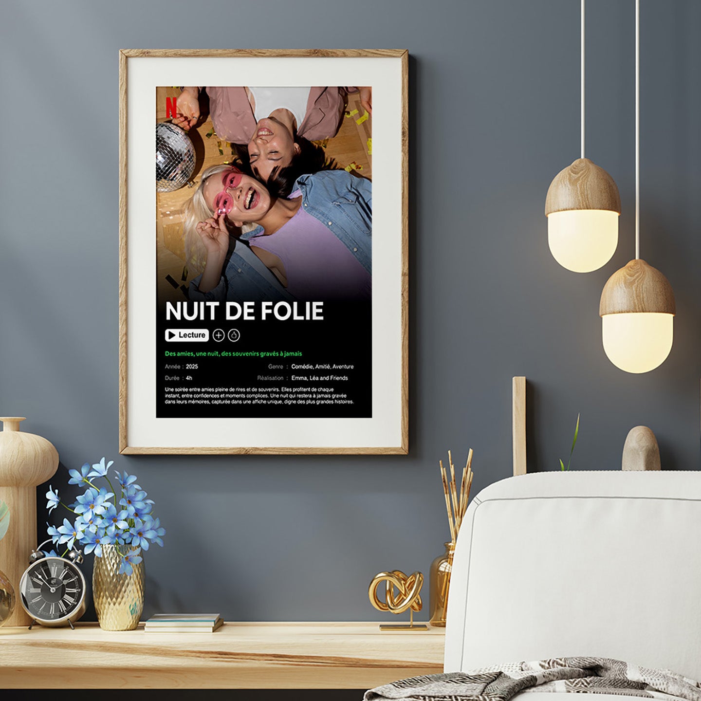Affiche personnalisée au design inspiré de Netflix, style moderne.