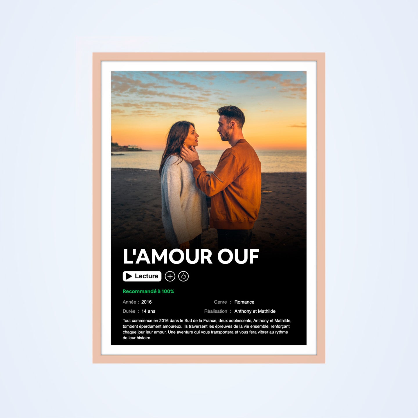 Affiche personnalisée avec design emblématique et couleurs vives.