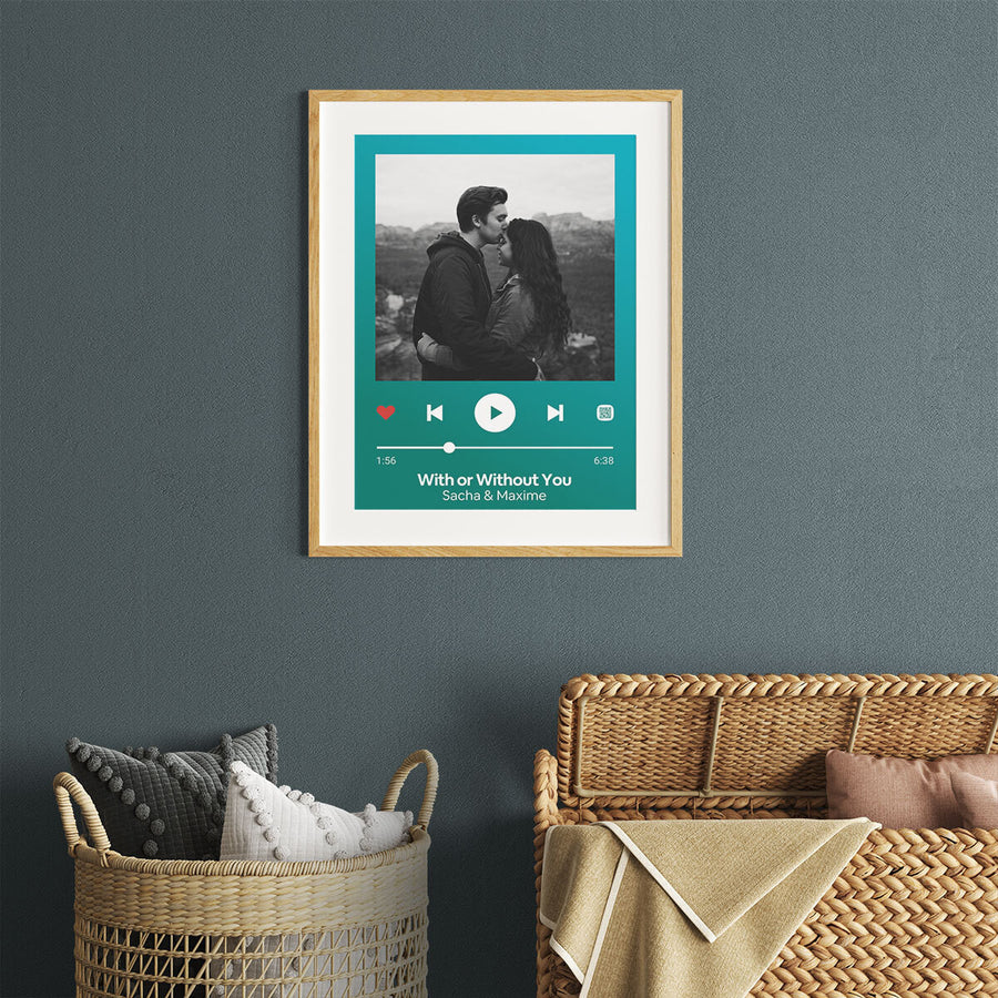 Affiche de lecteur de musique avec des notes colorées