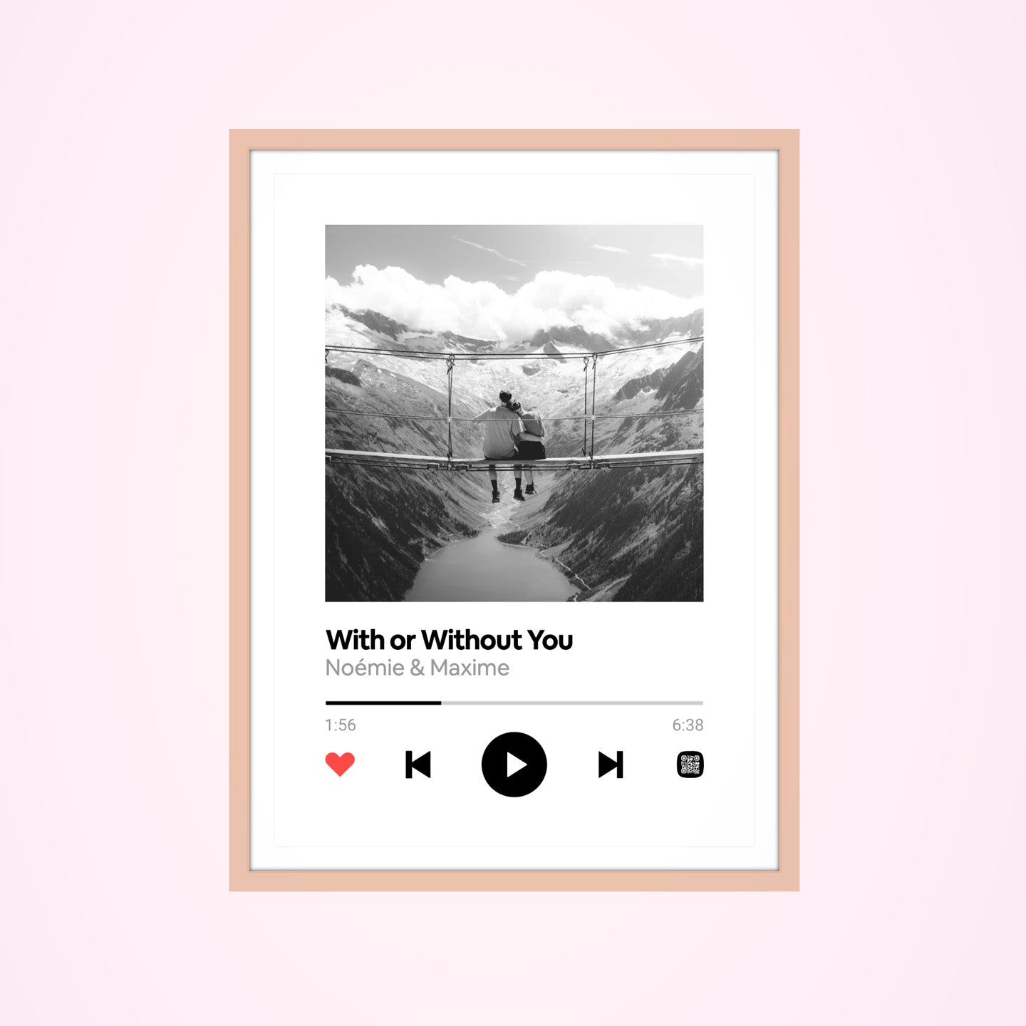 Affiche stylisée d'un lecteur de musique avec des notes vibrantes.