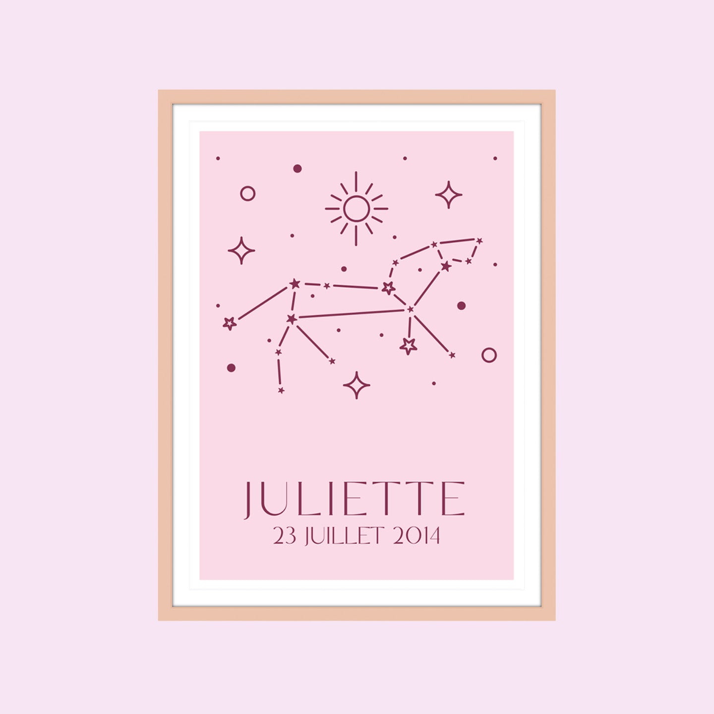 Affiche des constellations zodiacales sur fond noir.