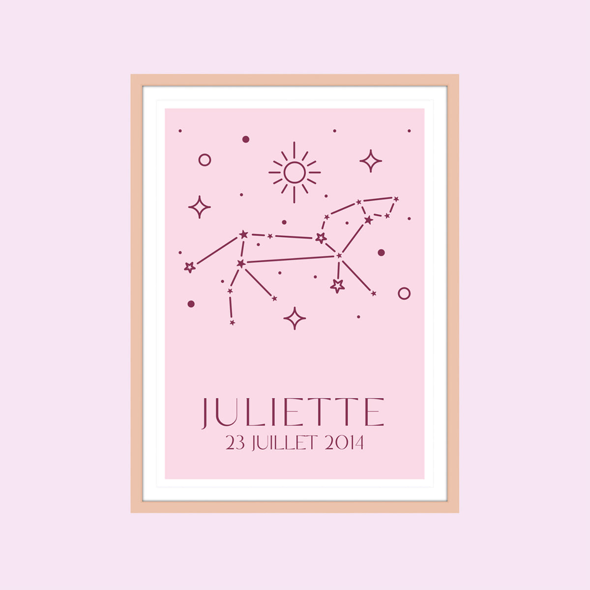 Affiche des constellations zodiacales sur fond noir.