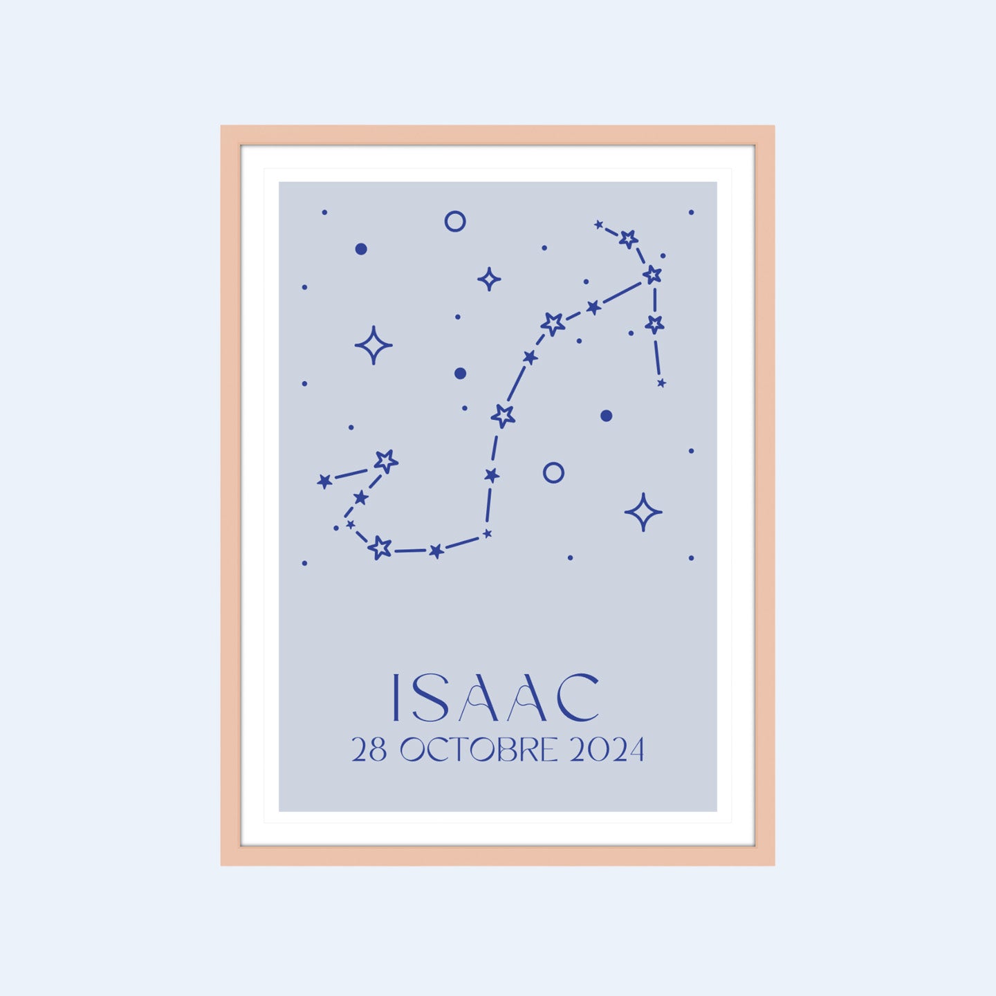 Affiche des constellations zodiacales sur fond sombre.