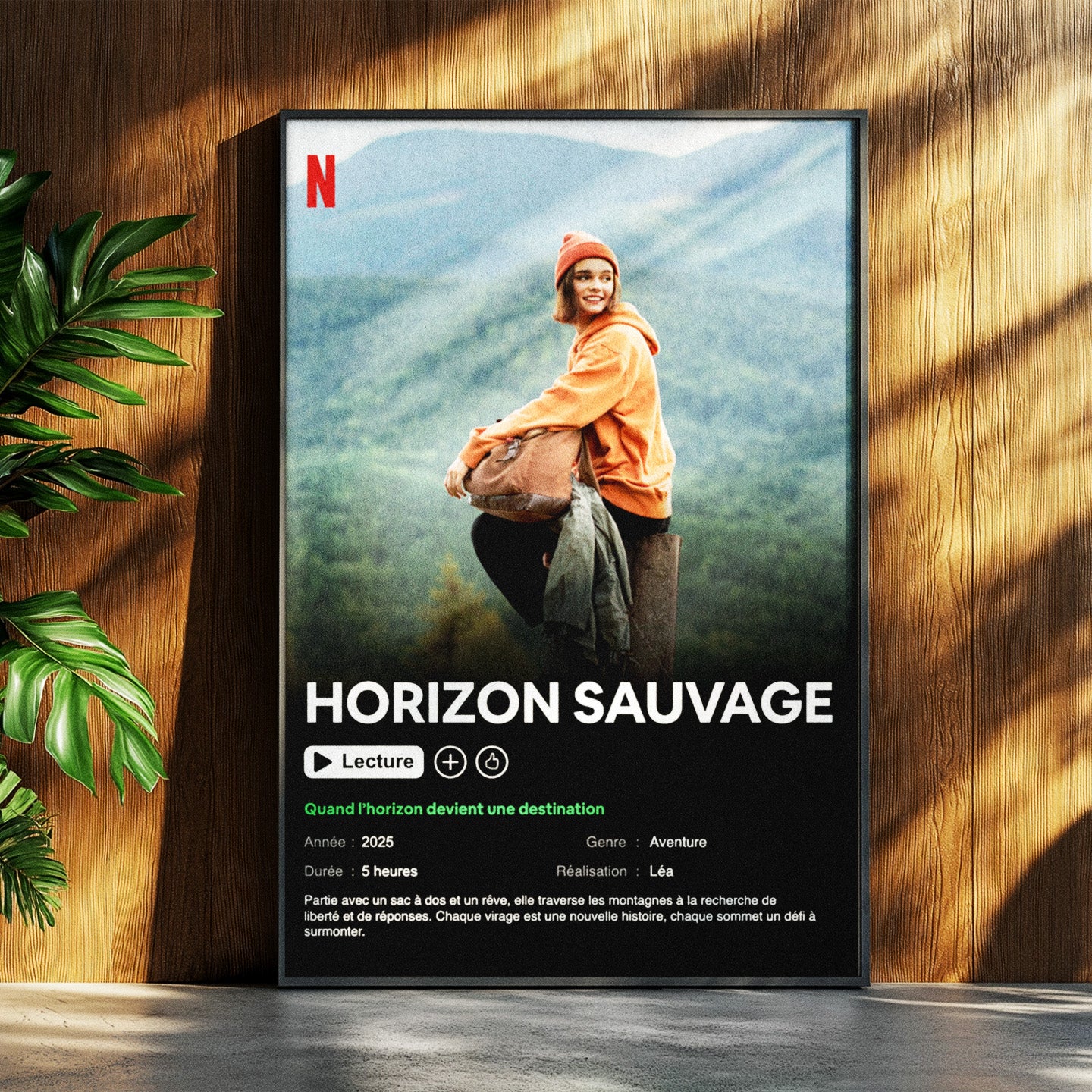 Affiche personnalisée au design inspiré de Netflix, style moderne.