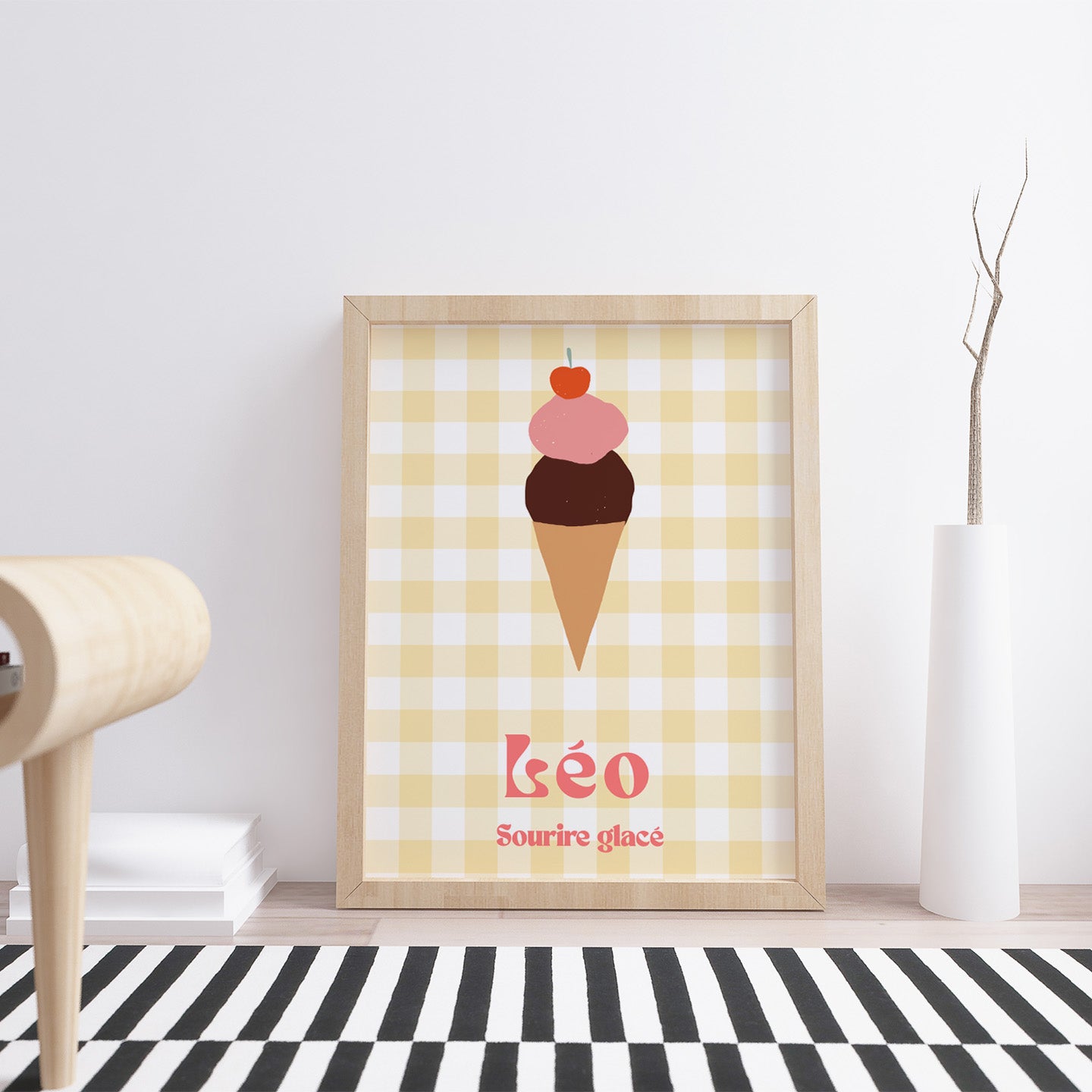 Affiche colorée de glace avec un sourire joyeux.