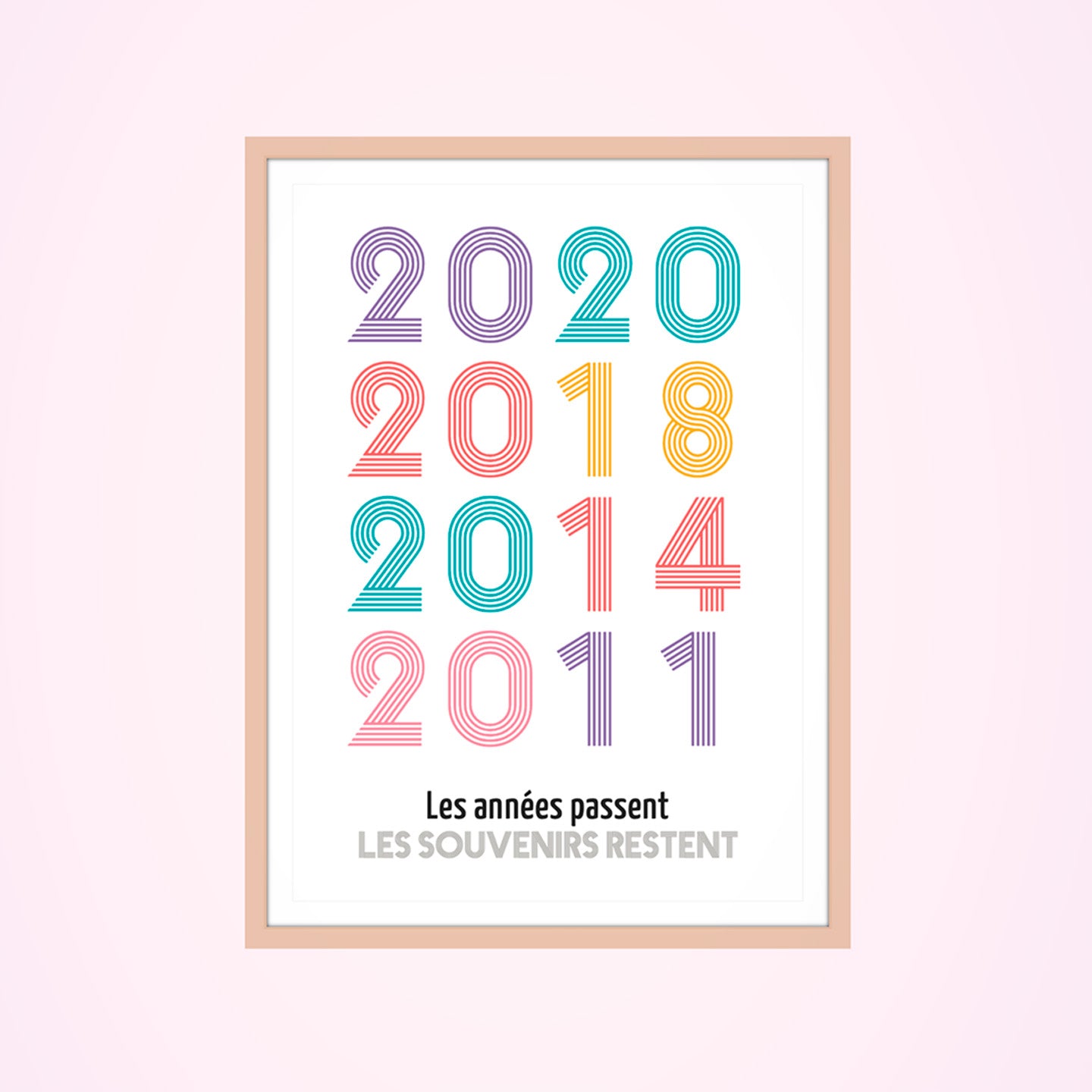 Affiche personnalisée avec des années marquantes en typographie créative.