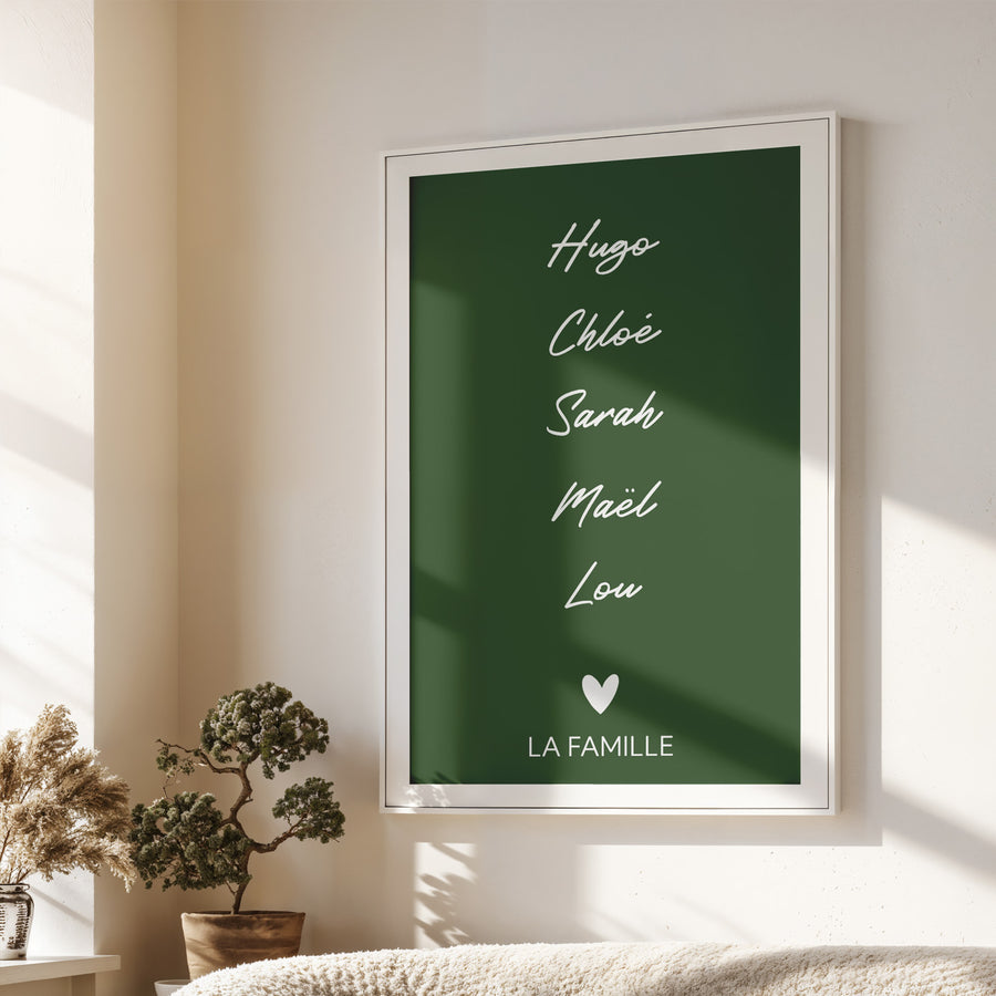 Affiche personnalisée avec prénoms en écriture élégante