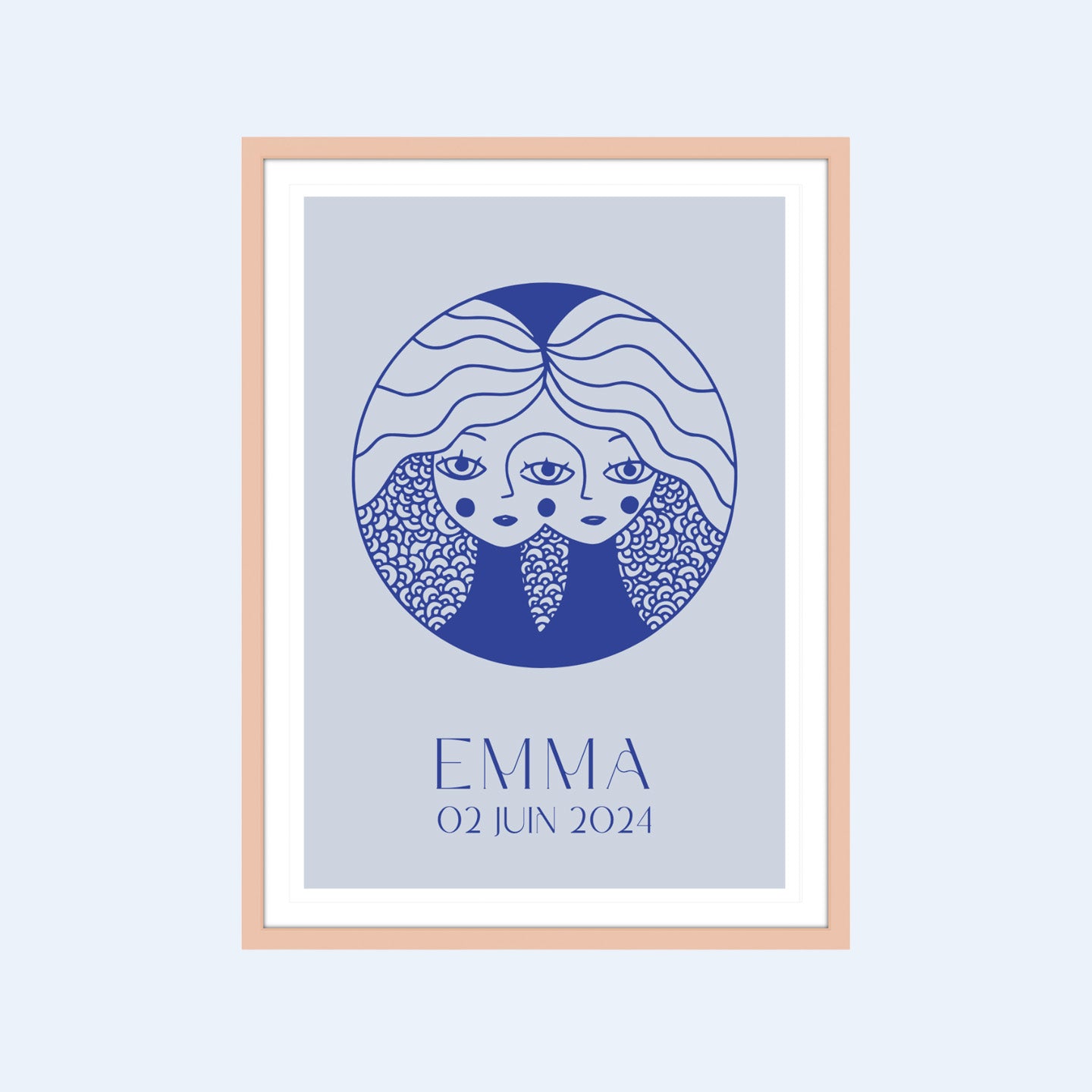 Affiche stylisée des visages des signes du zodiaque