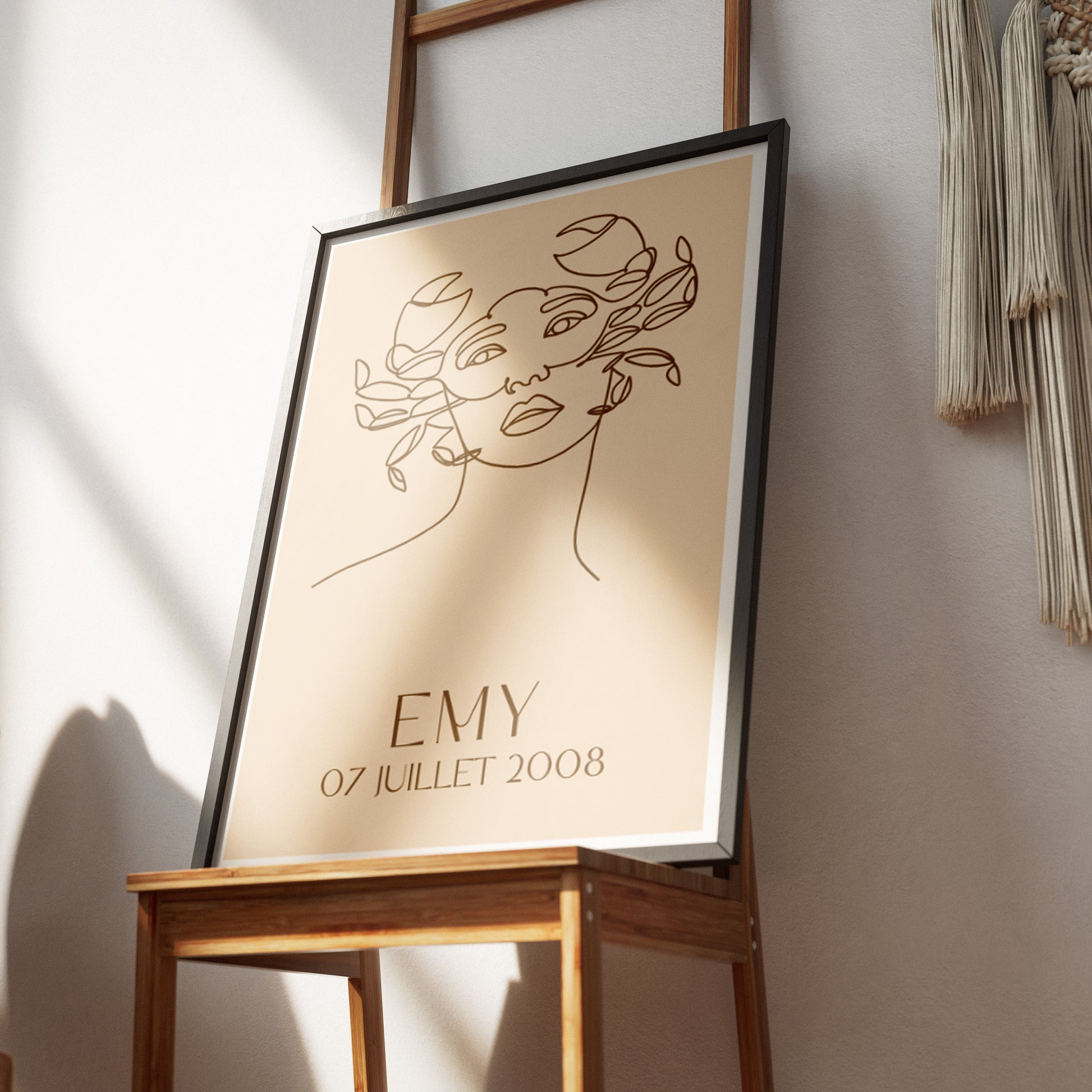 Affiche linéaire du signe du Cancer avec tracé fluide.