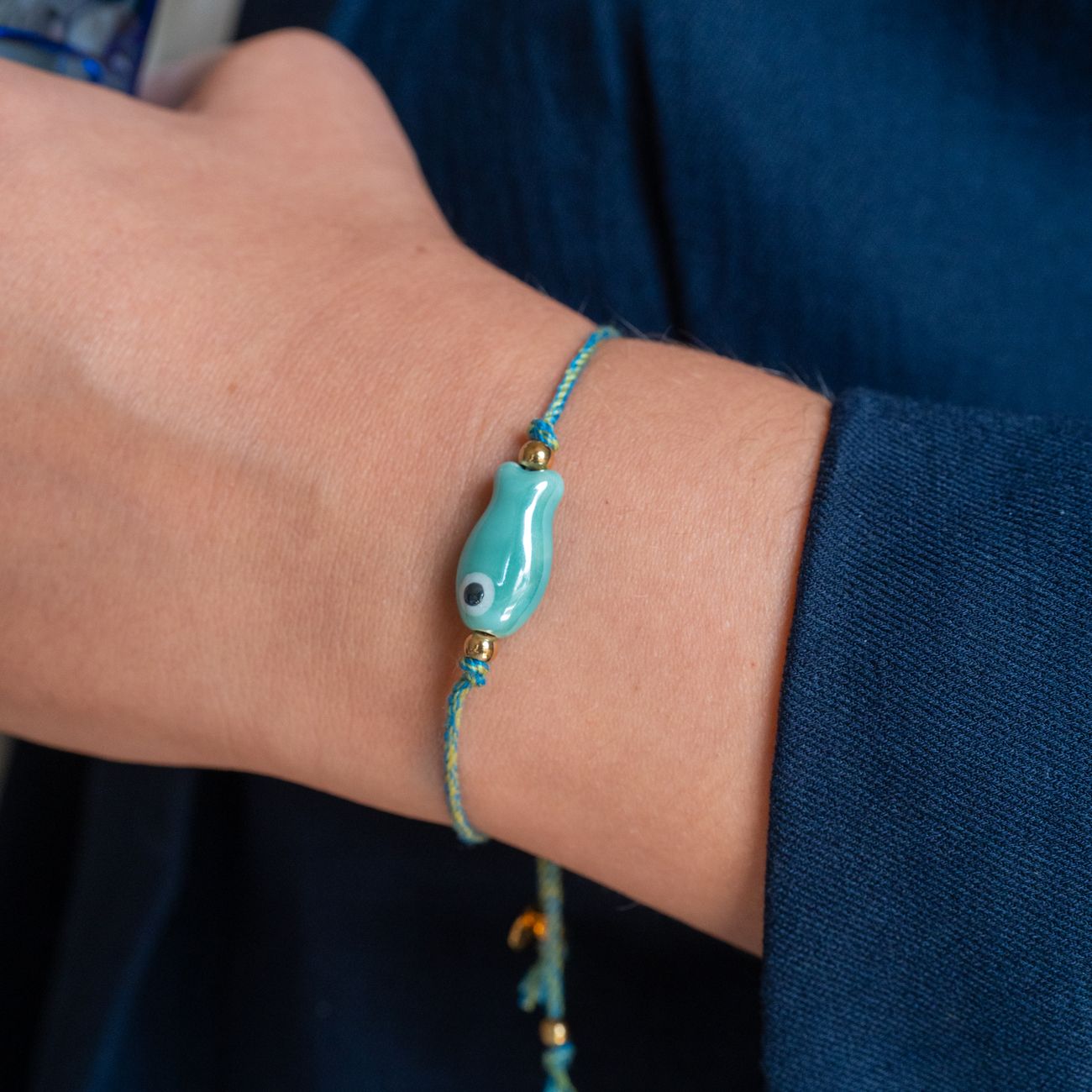 Bracelet porte bonheur - Poisson Céramique