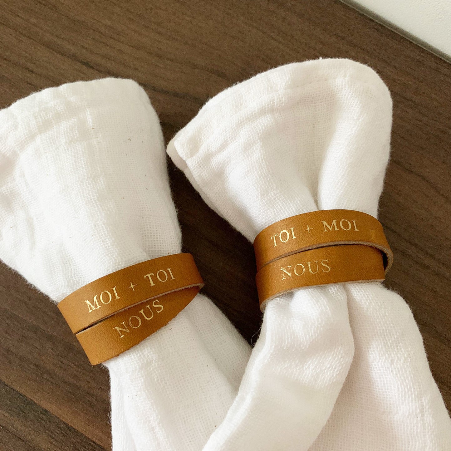 Duo of leather napkin rings