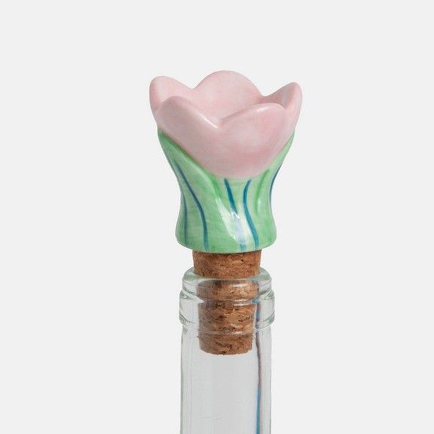 Bouchon de bouteille tulipe avec texture florale en détail.