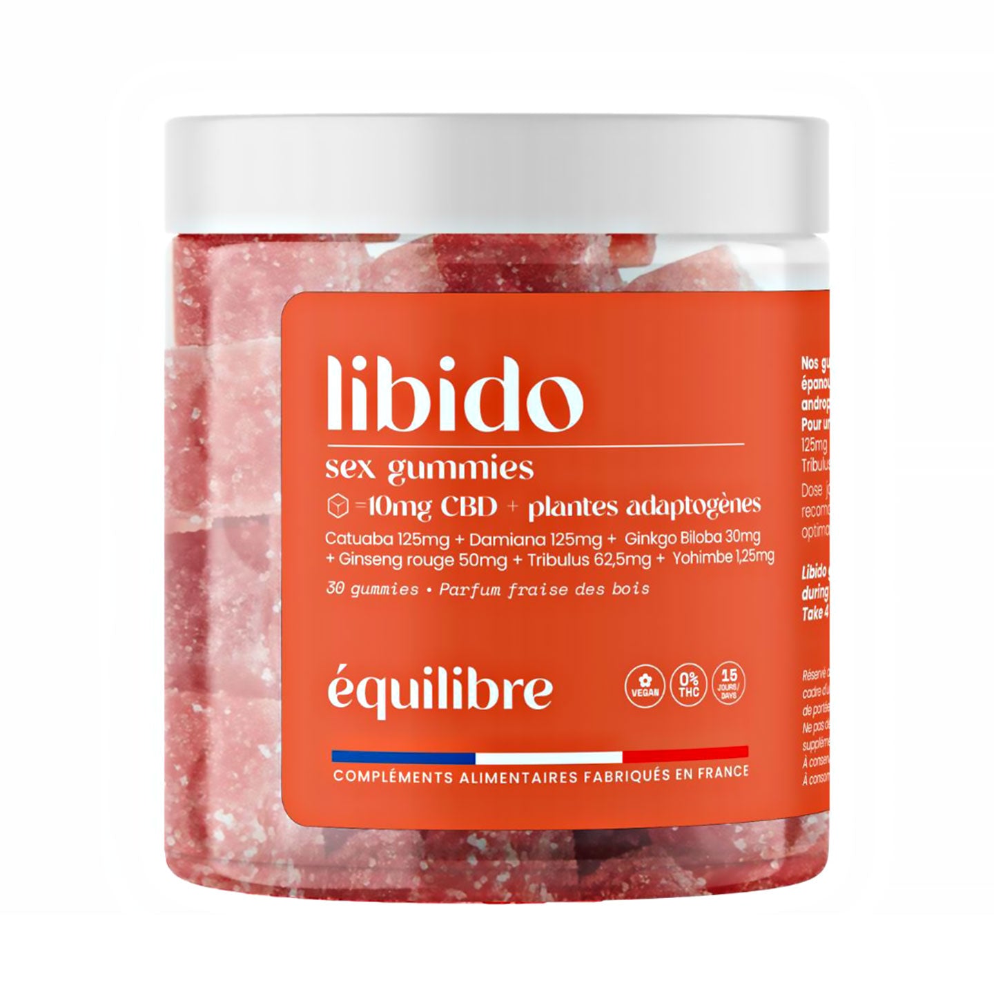 Gummies au CBD en forme de fraise des bois, texture gélifiée