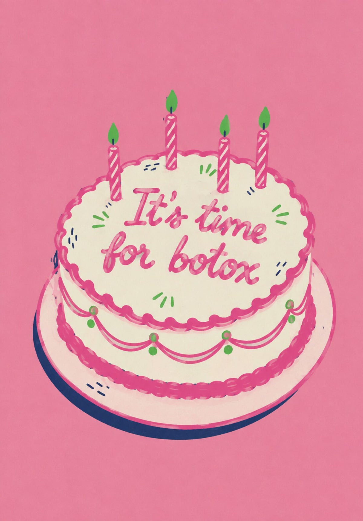 Carte humoristique sur le Botox avec design coloré