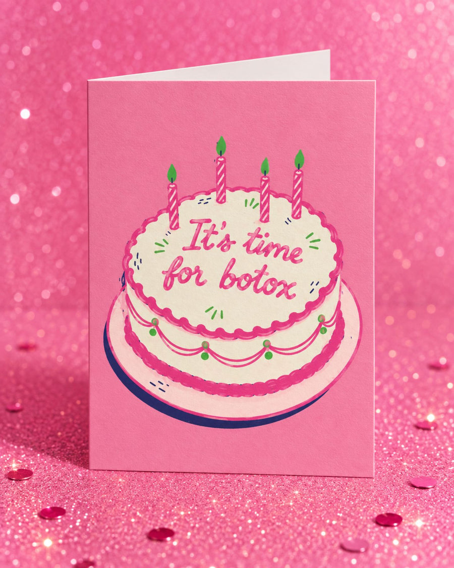 Carte humoristique sur le Botox avec design coloré