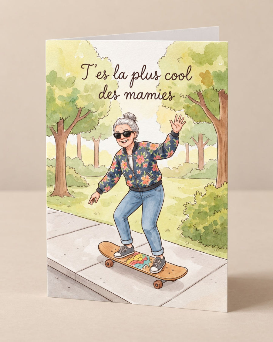 Carte personnalisée avec message pour mamie, design coloré