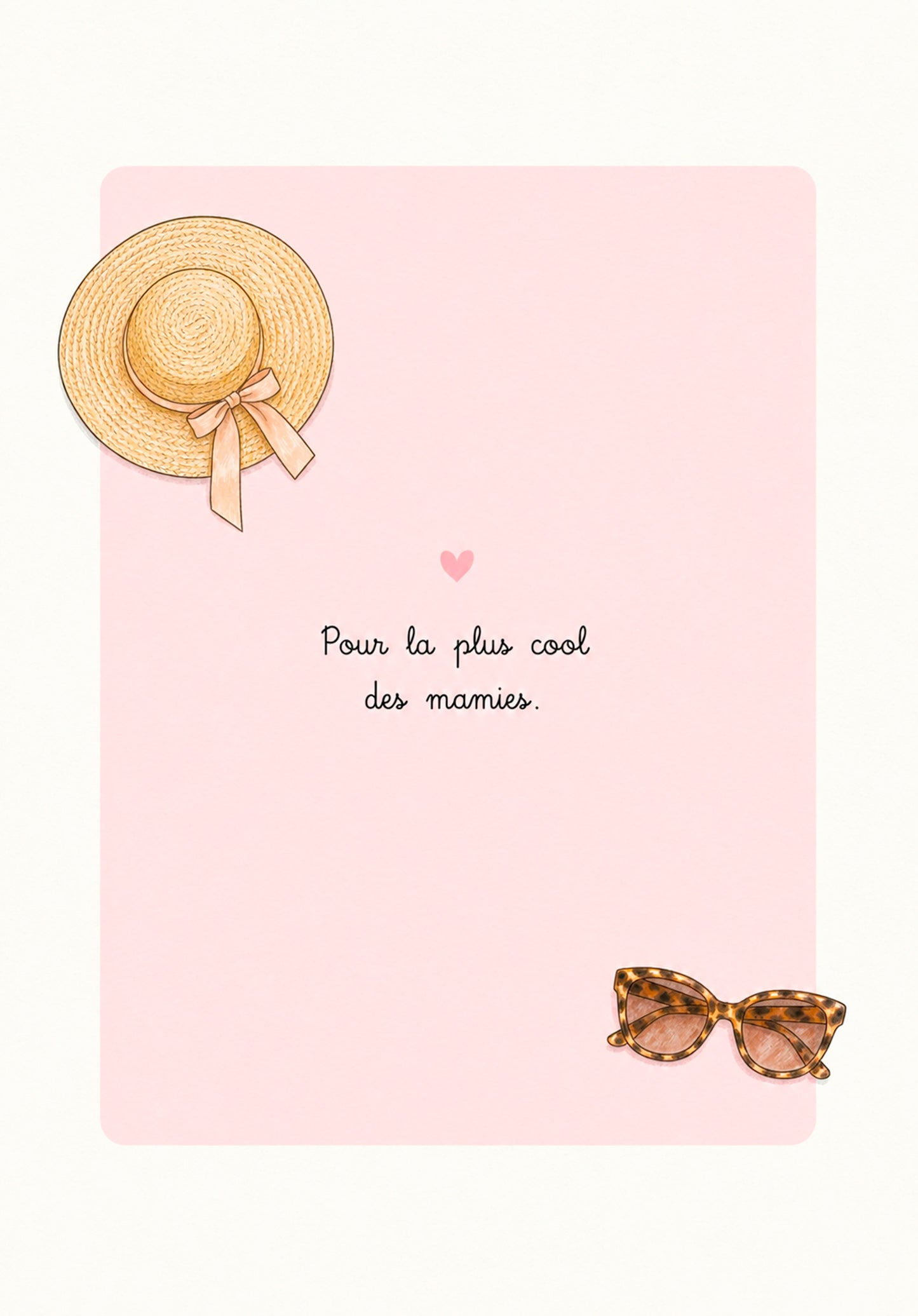 Carte humoristique avec chapeau et lunettes de soleil