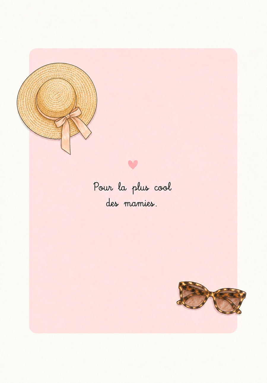 Carte humoristique avec chapeau et lunettes de soleil