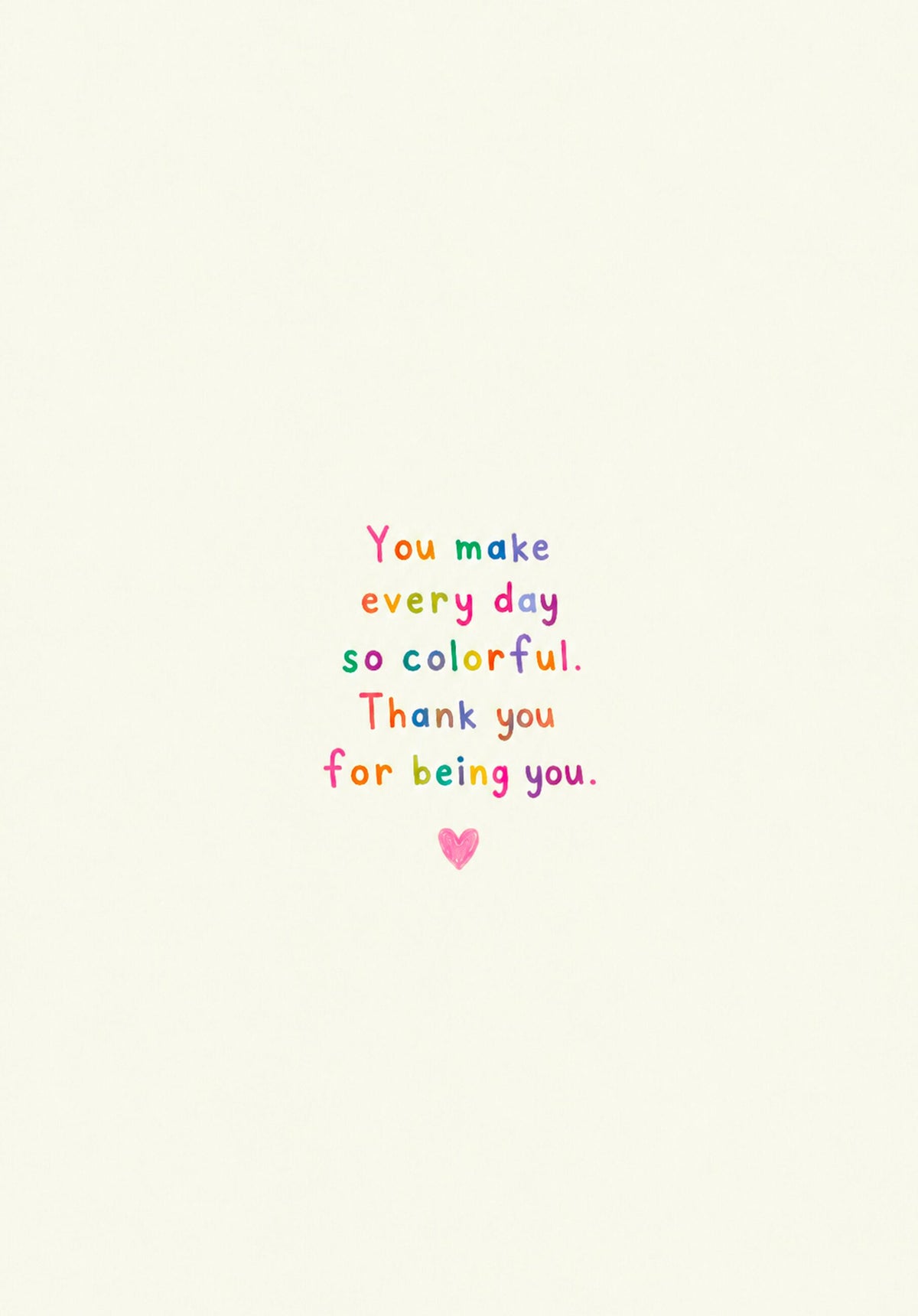 Carte illustrée avec un arc-en-ciel coloré et message positif