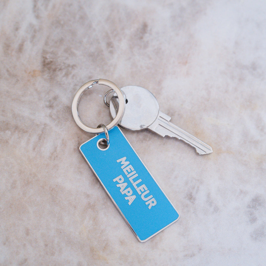 Porte-clés 'Meilleur Papa' avec inscription en relief