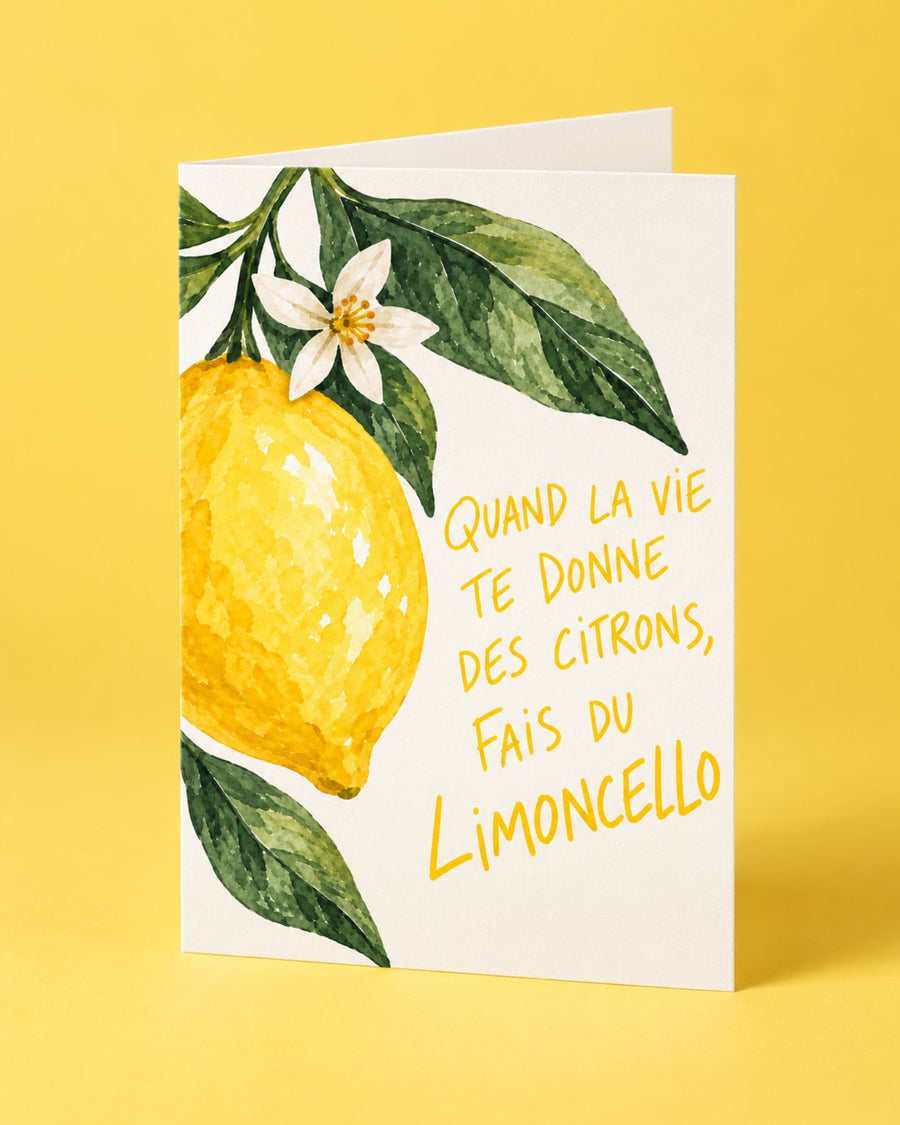 Carte illustrée avec des citrons sur fond blanc