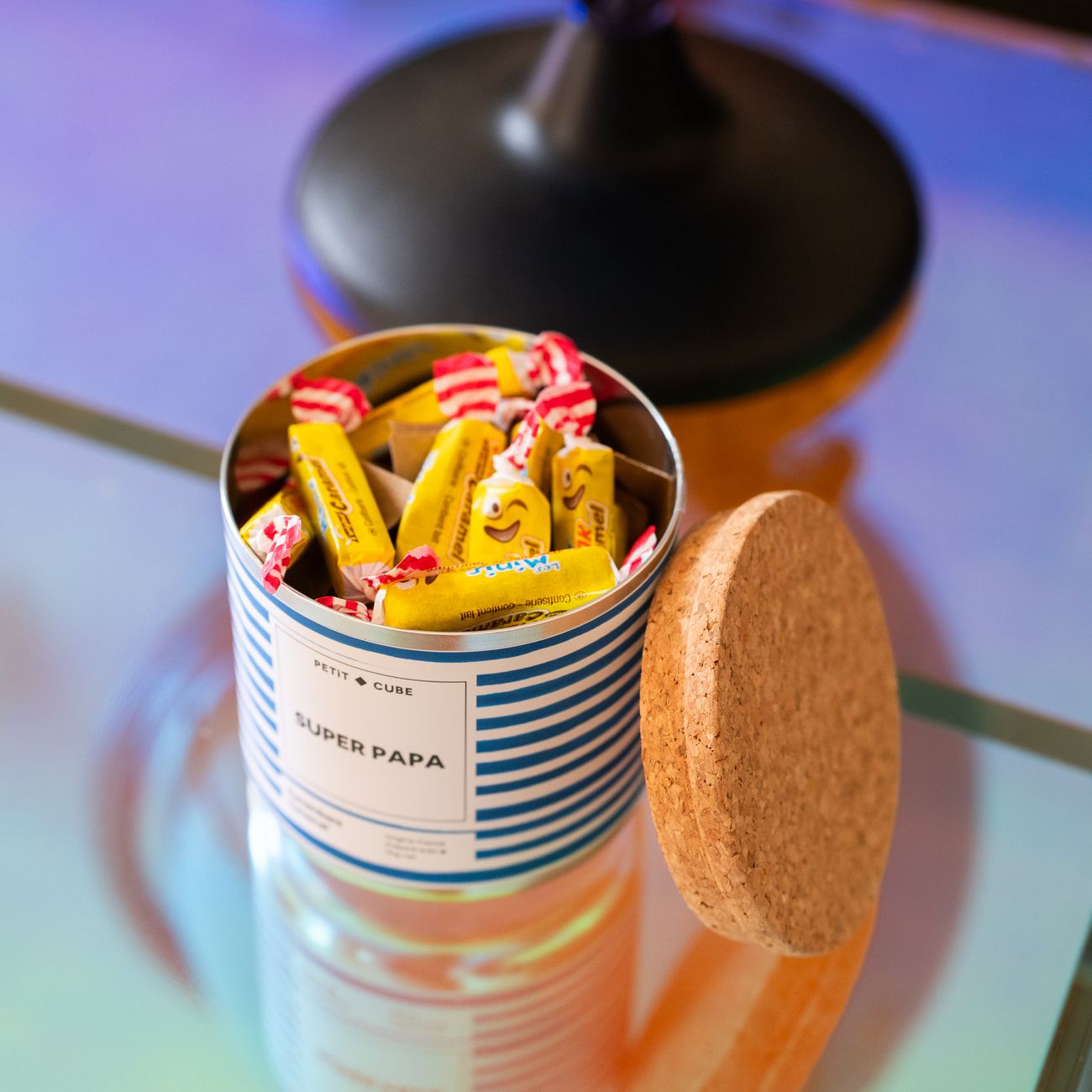 Boîte de Carambars Caramel avec message humoristique pour papa.