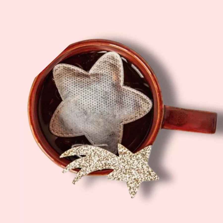 Sachet de thé vert au jasmin en forme d'étoile, cousu à la main