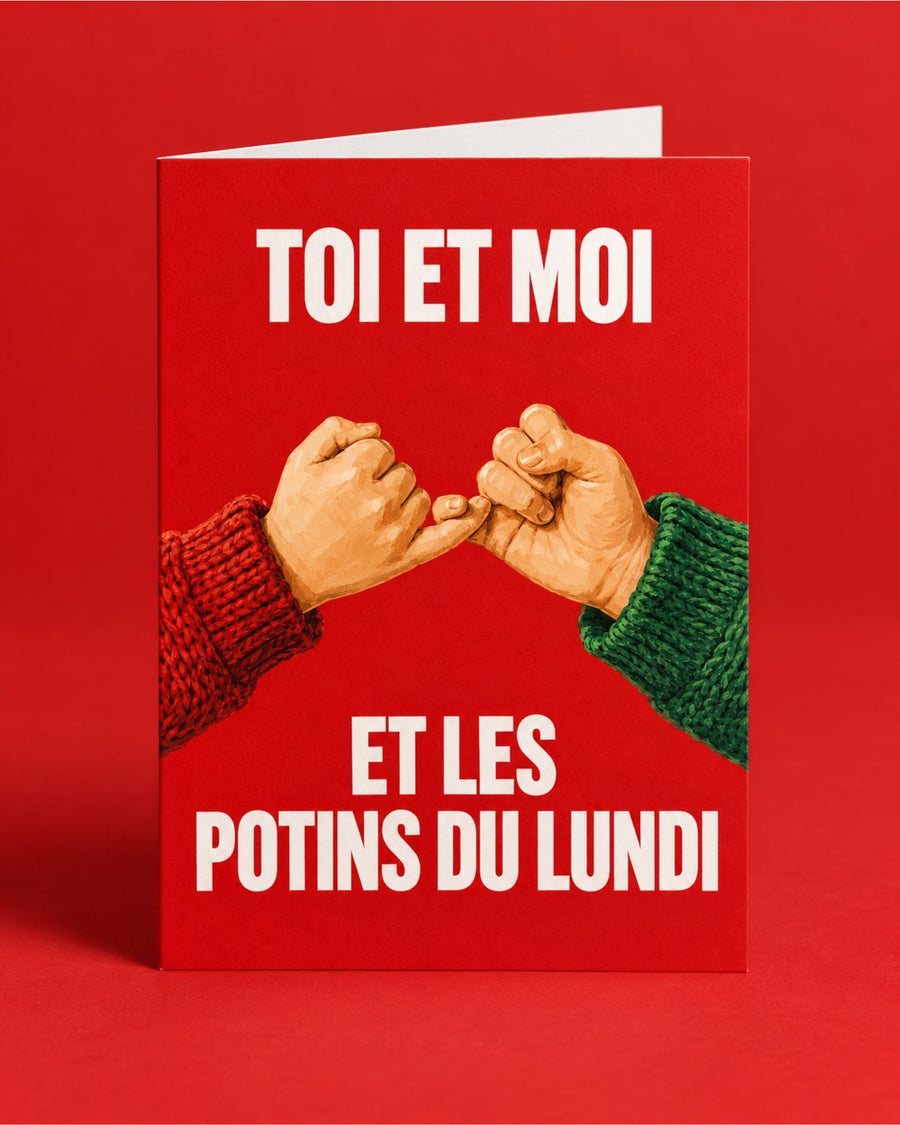 Carte humoristique sur fond clair avec motifs colorés