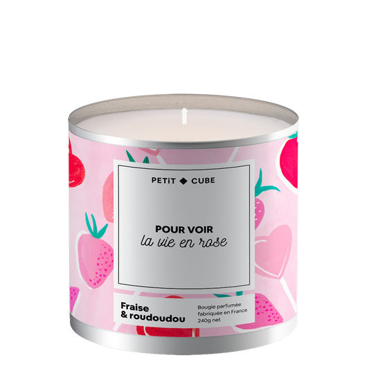 Bougie fraise roudoudou - Petit Cube