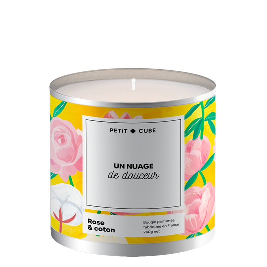 Bougie rose coton - Petit Cube