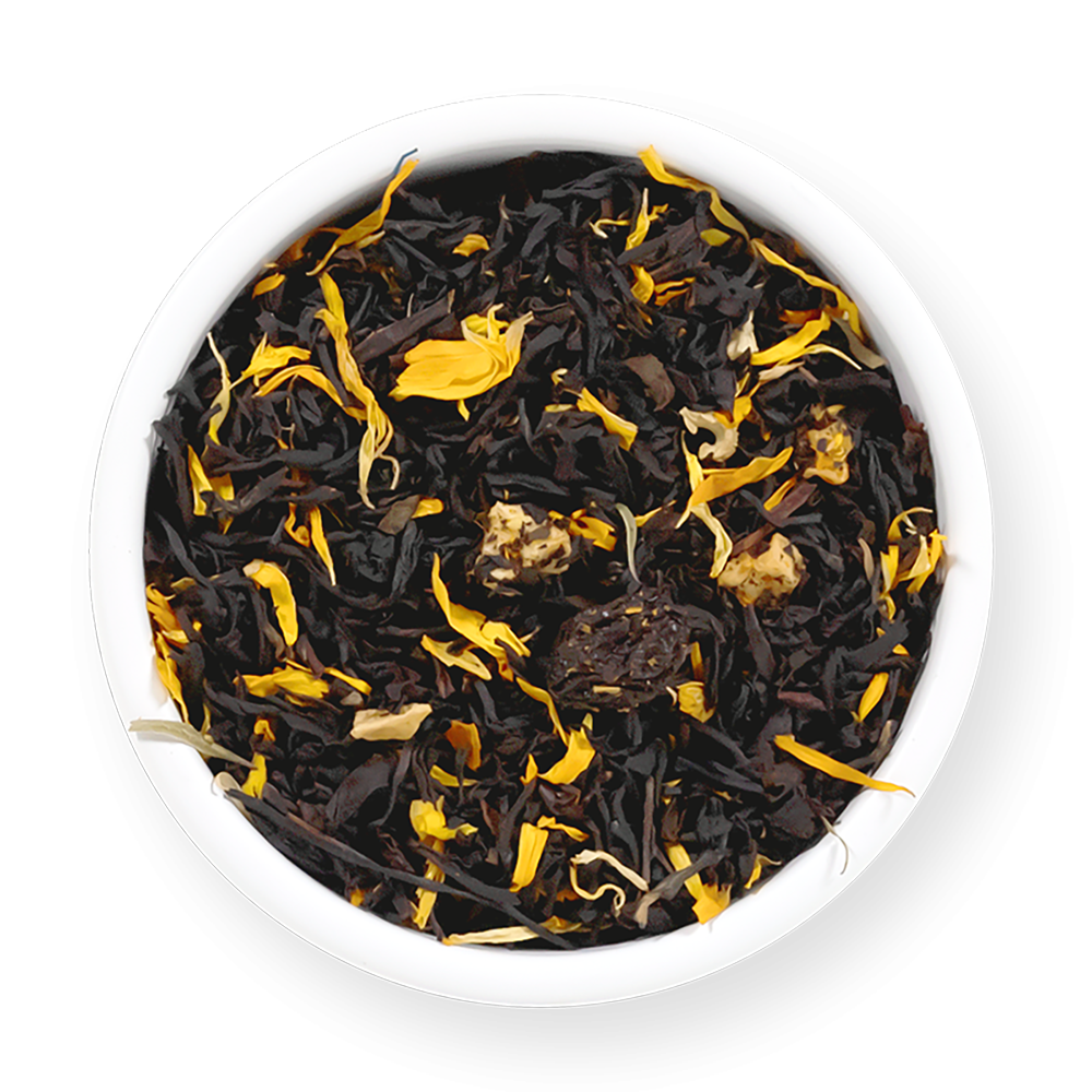 Boîte de thé noir abricot avec étiquette personnalisée
