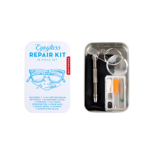 Kit de réparation pour lunettes avec outils et vis variés