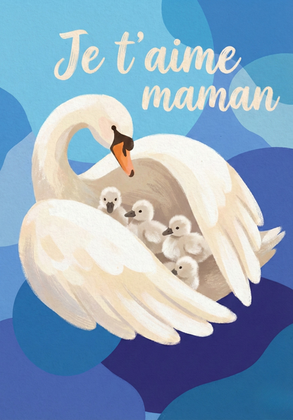 Carte personnalisée 'Je t'aime maman' avec design floral
