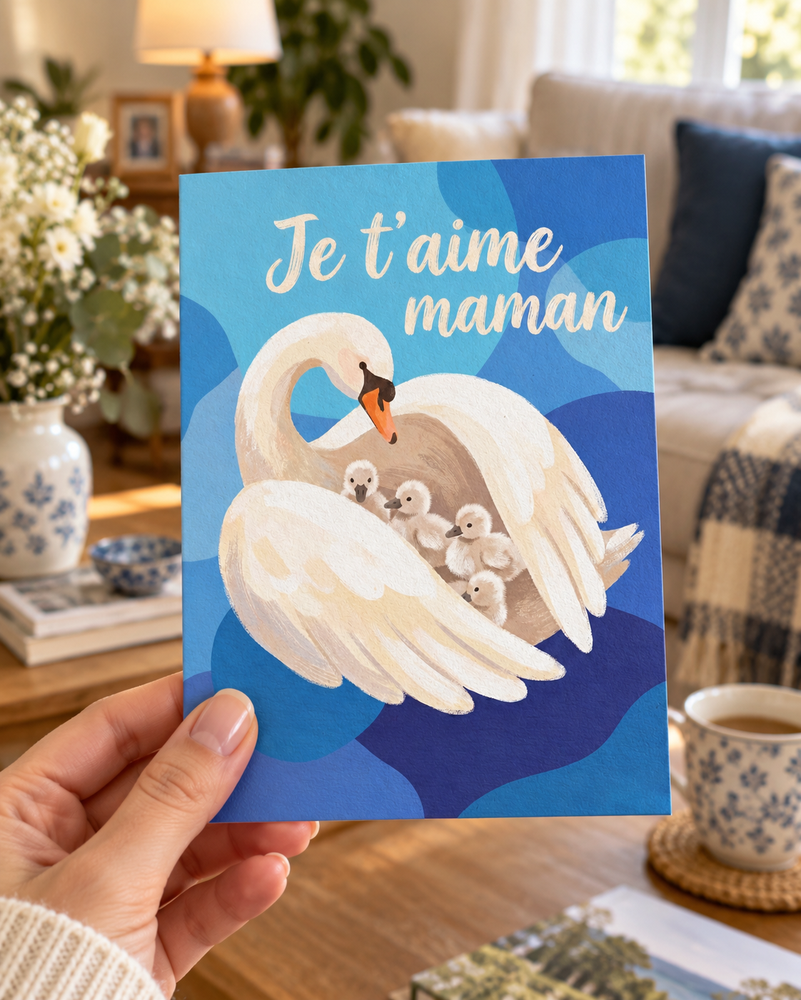 Carte personnalisée avec message tendre pour maman, design floral