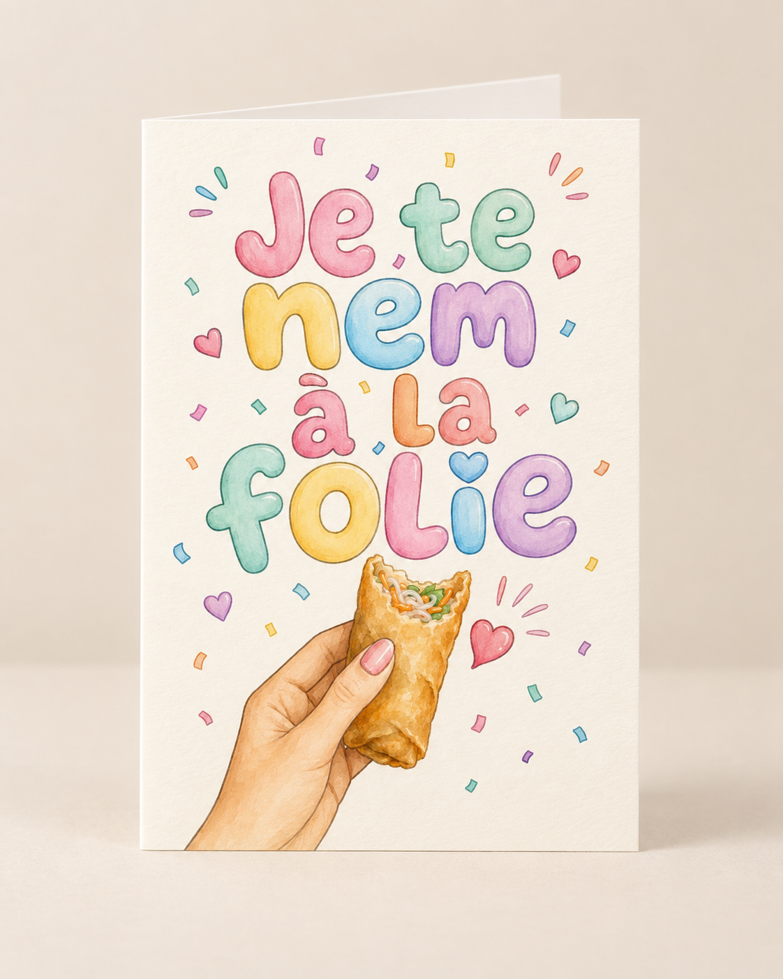 Carte personnalisée avec un jeu de mots humoristique sur fond blanc