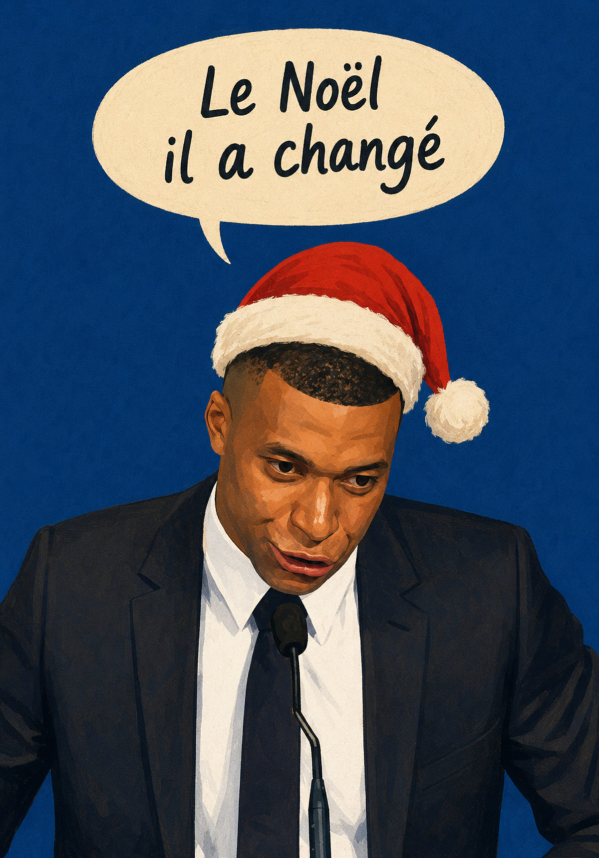 Carte humoristique de Noël avec design festif et football