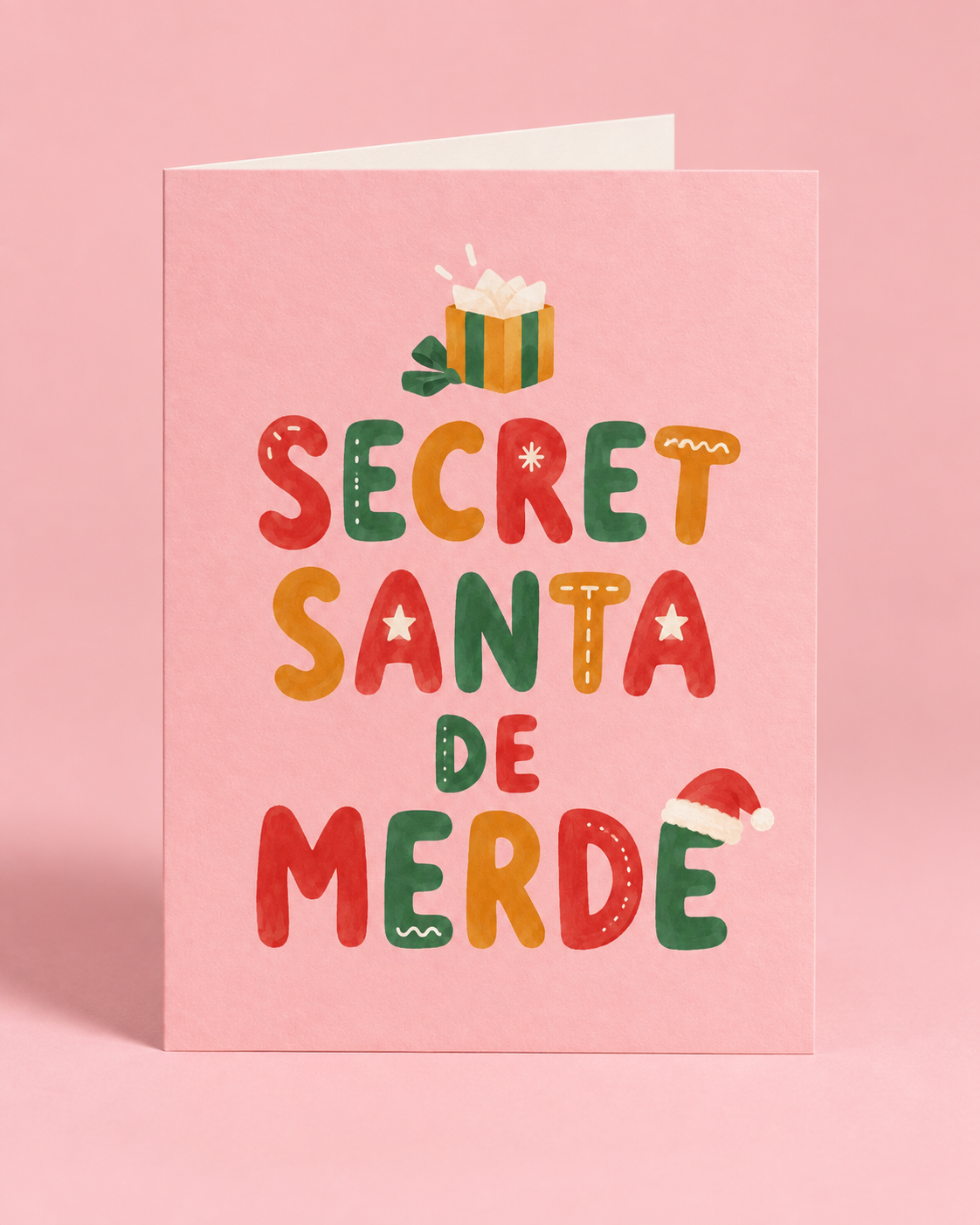Carte humoristique Secret Santa avec design décalé