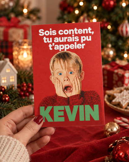 Carte personnalisée avec le message 'Sois content Kévin