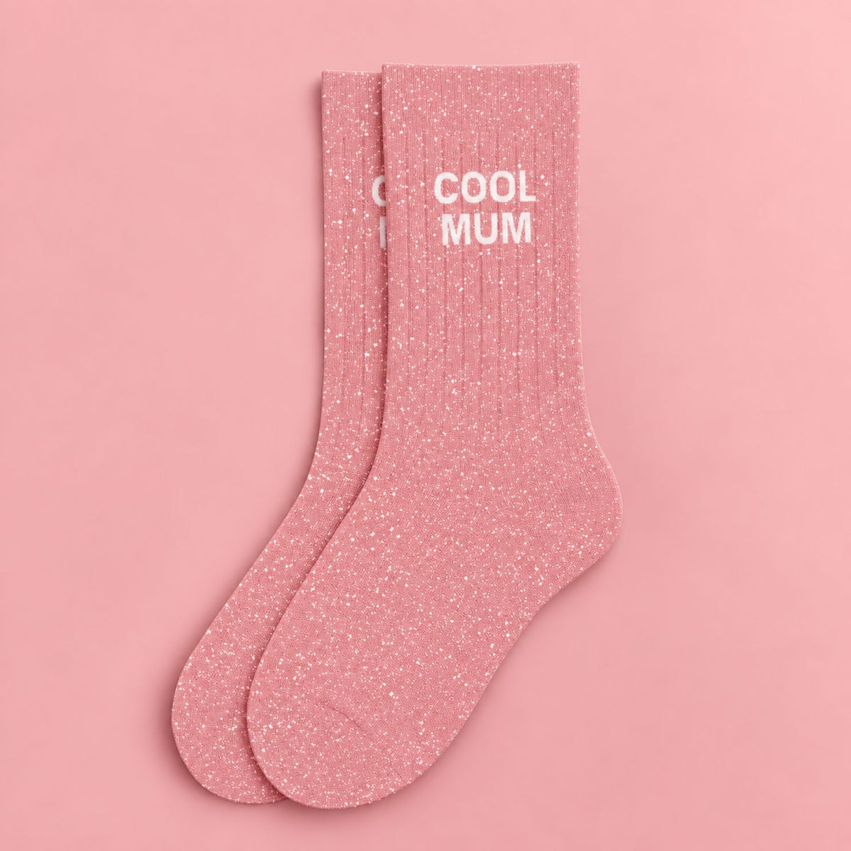 Chaussettes à paillettes 'Cool Mum' avec texture scintillante