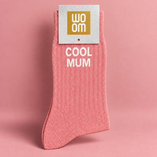 Chaussettes à paillettes 'Cool Mum' avec texture scintillante