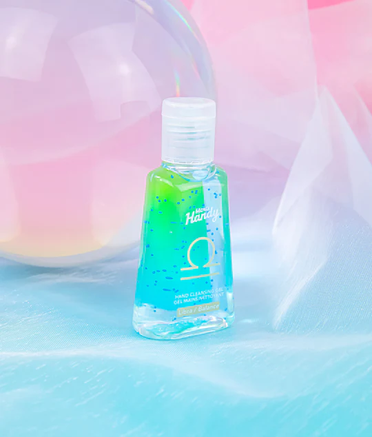 Gel pour les mains avec motif Balance sur l'étiquette.