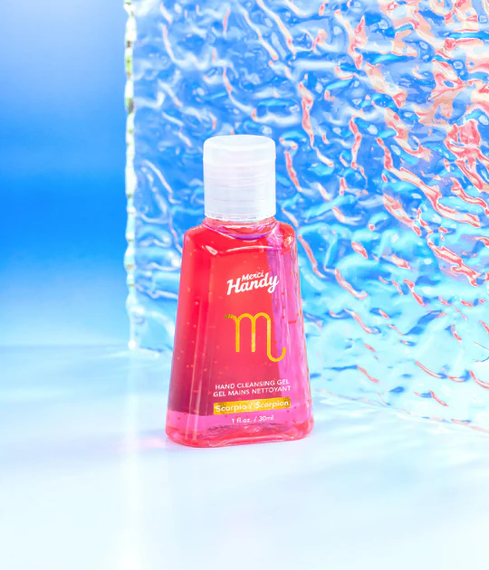 Gel pour les mains Scorpion avec motif zodiacal distinctif.