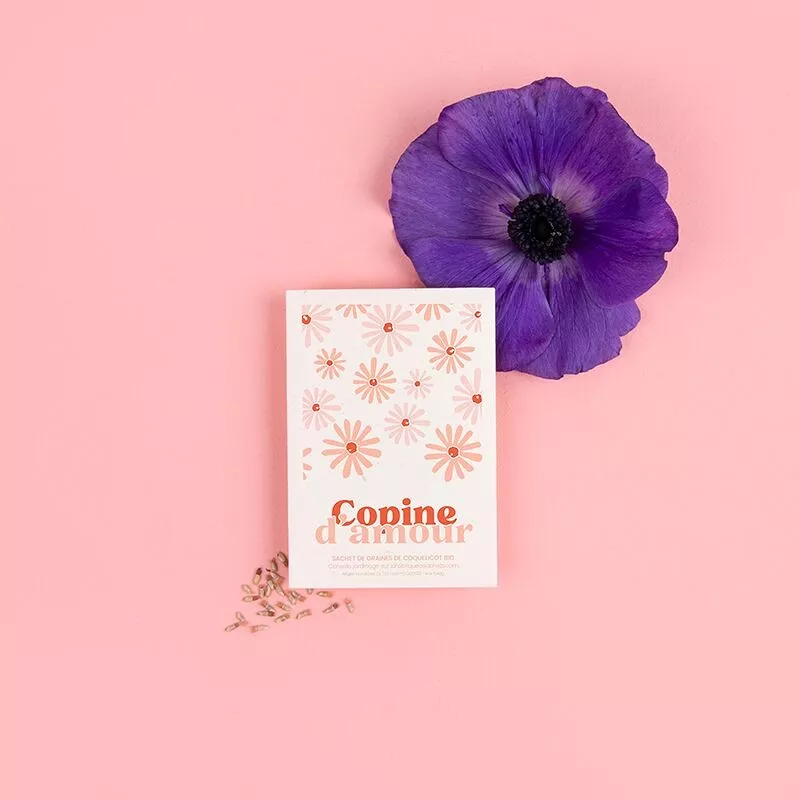 Sachet de graines avec motif floral délicat pour amitié