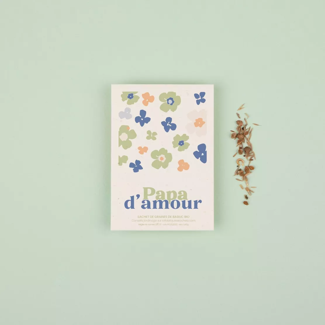 Sachet de graines Papa d'amour avec motif délicat sur la pochette